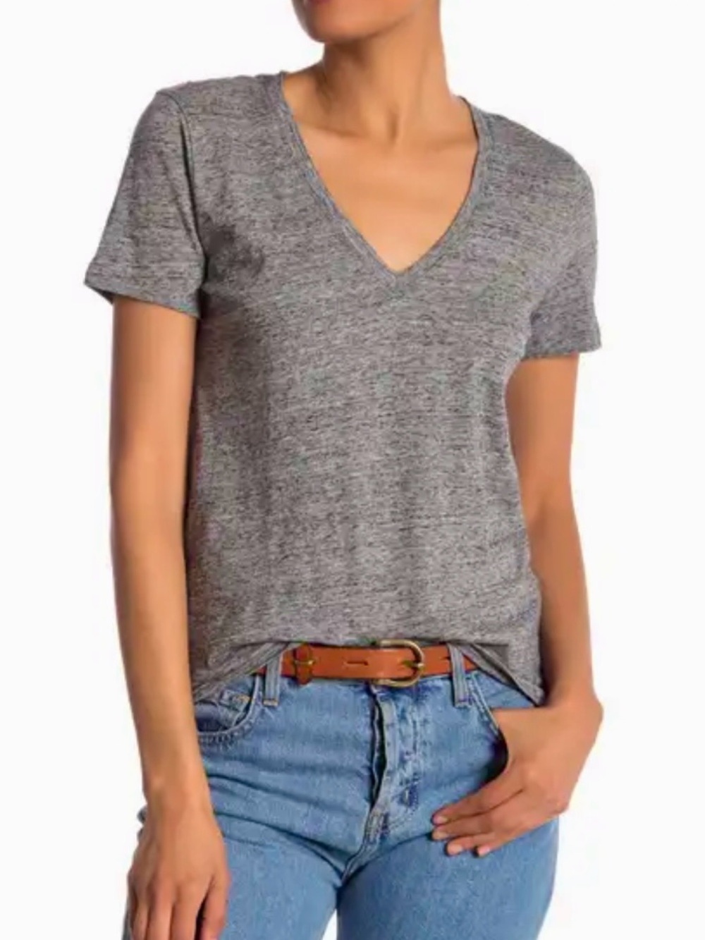 Madewell Heather Heather Pewter V-Neck Short Sleeve Tee